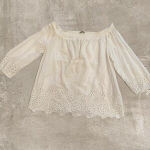 Lucky Brand Cream Lace Off-Shoulder Blouse